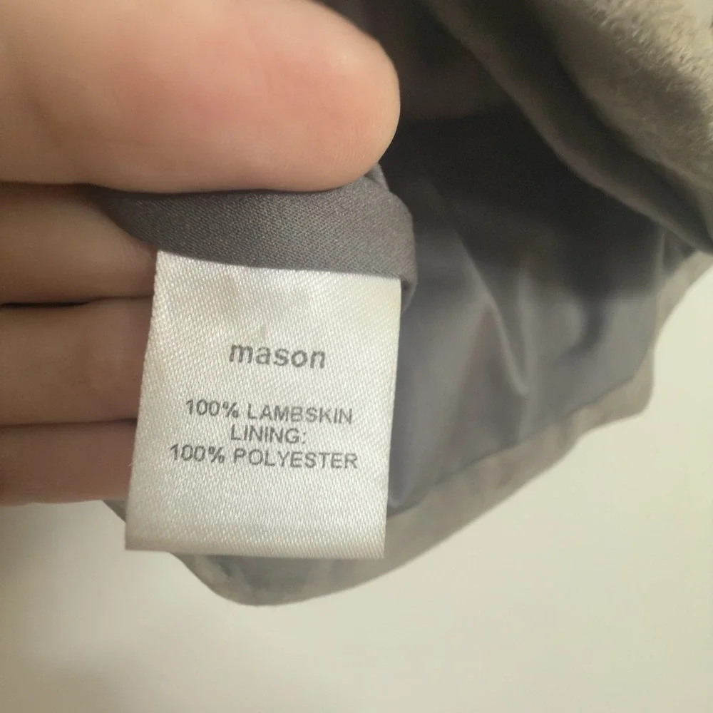 Michelle Mason Womens Sz 4 Gray Suede Mini Skirt Lambskin Grommet Wrap Lined